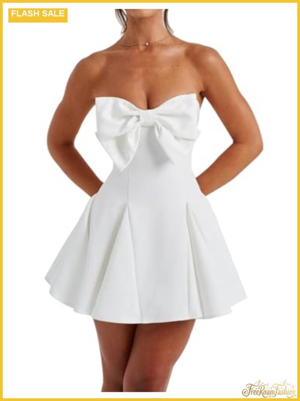 Women's Sexy Summer A-Line Strapless Corset Bow Dress